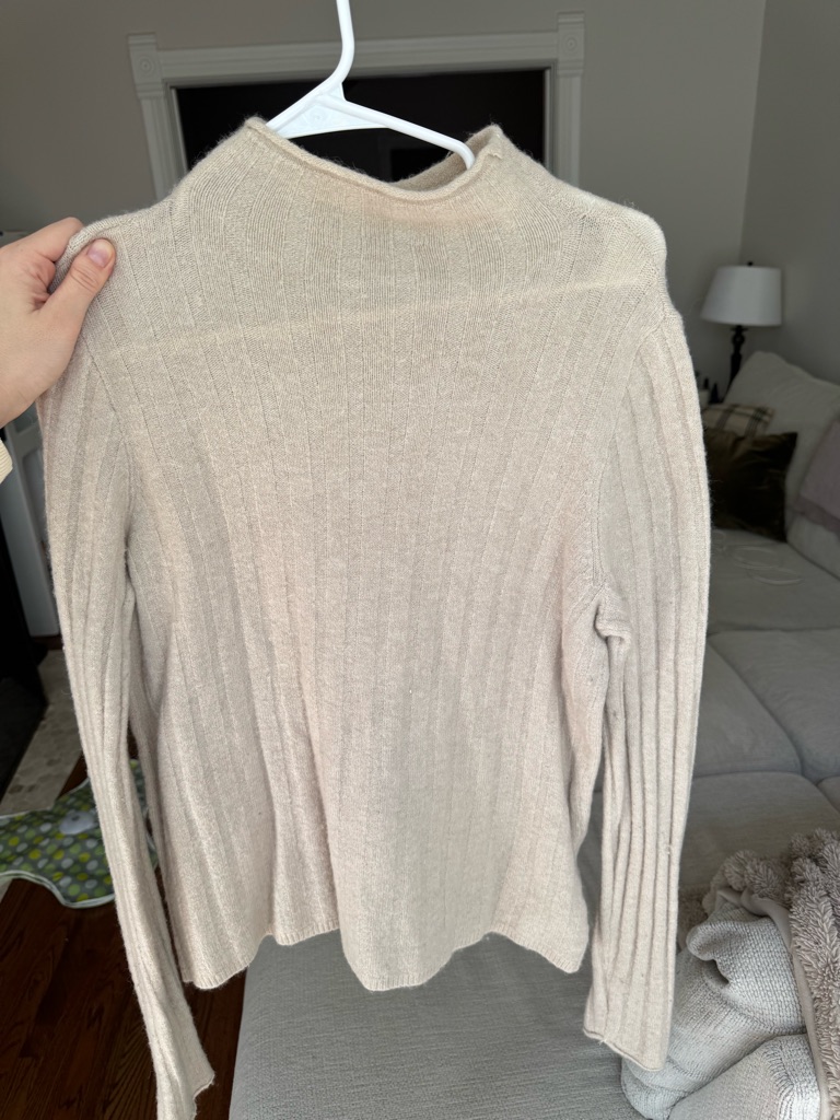 Madewell Ribbed Cowl-Neck Sweater Light Cream